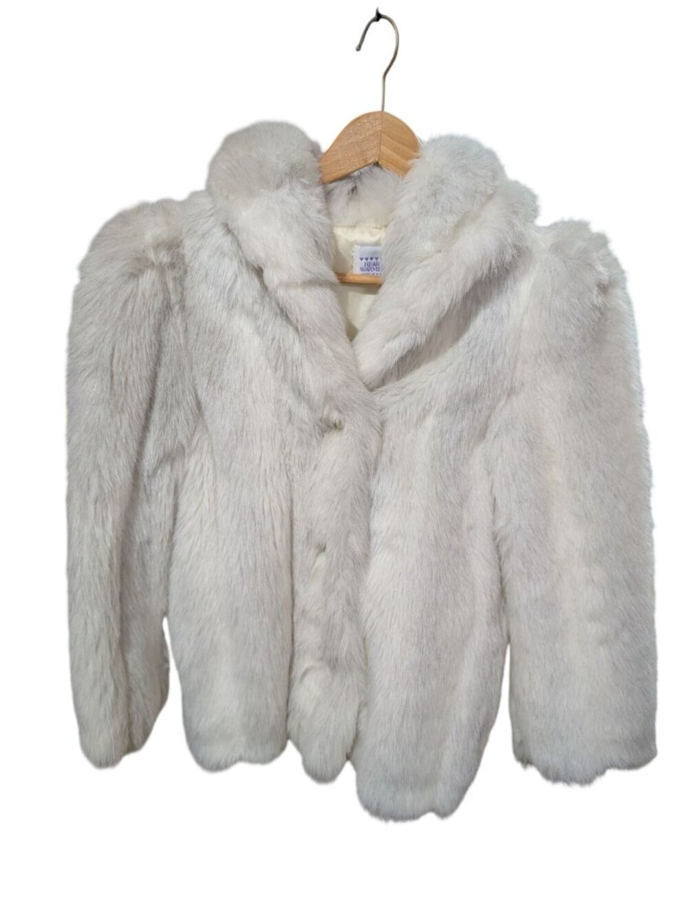 Heart Warmers Gray Faux Fur Coat Soft Lining Small USA-Made VTG 80s Halloween
